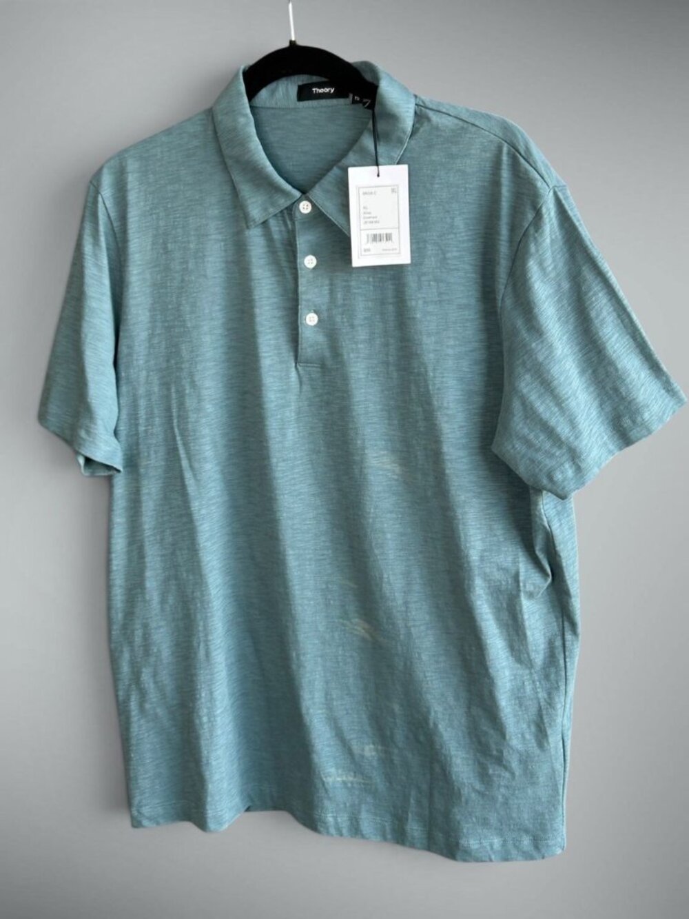 Theory Men's Teal Marine Green Polo Shirt NWT As Found Size XL $95